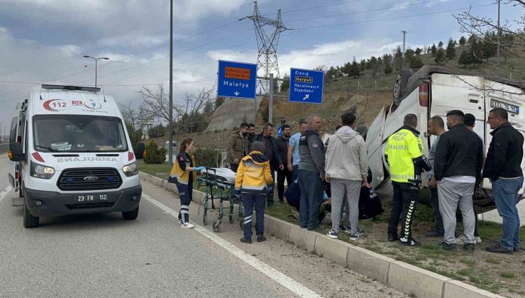 Hafif ticari araç takla attı, sürücü şans eseri kurtuldu