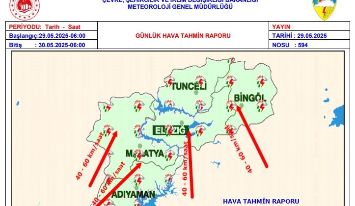 Elazığ’a Yağmur Bekleniyor