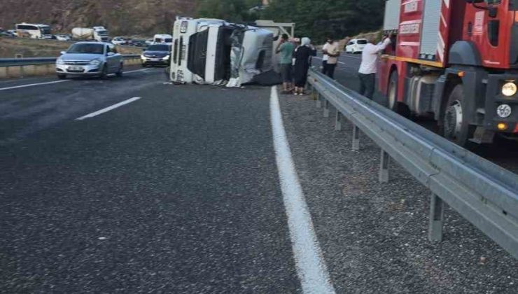 Elazığ’da tır devrildi: 1 yaralı