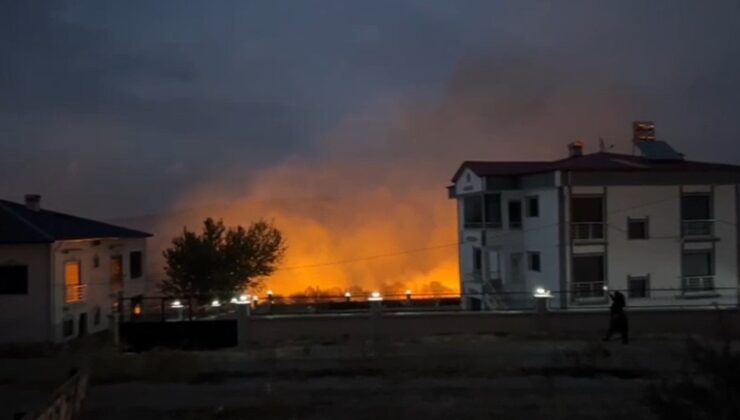 Kovancılar ilçesine bağlı Ekinözü köyünde çıkan yangın