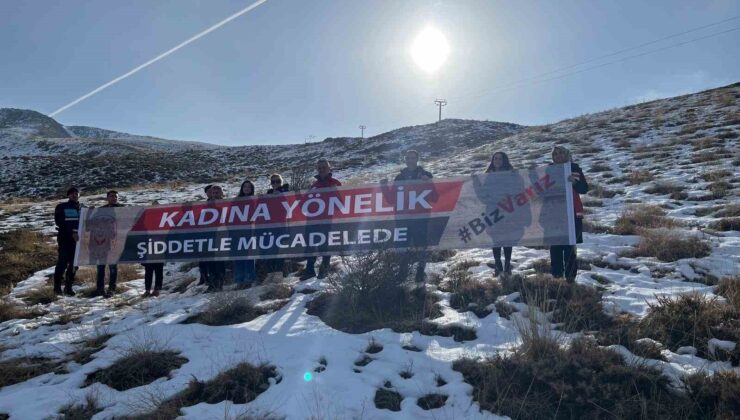 Elazığ’ın 2 bin 347 metrelik Hazarbaba zirvesinden şiddete karşı uyarı mesajı
