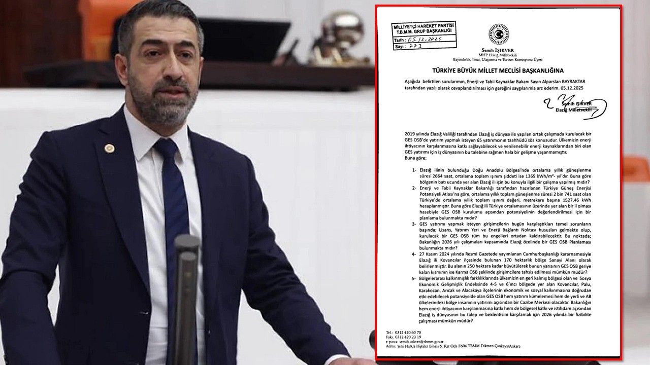 IŞIKVER, ELAZIĞ’DA GES OSB KURULMASI İÇİN ÖNERGE VERDİ