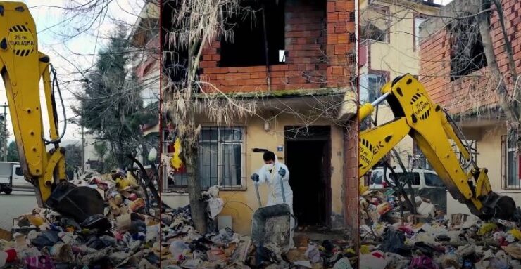 Kötü koku ihbarıyla gidilen evden 30 ton çöp çıktı