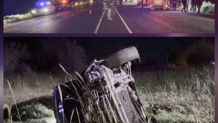 Domuza çarpan otomobil şarampole uçtu: 5 yaralı