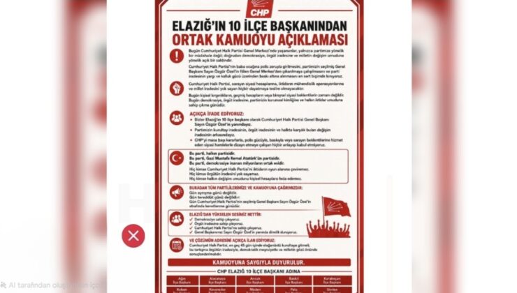 CHP Elazığ İlçe Başkanlarından Ankara Çıkışı: “Özgür Özel’in Yanındayız, Çözüm Olağanüstü Kurultay!”