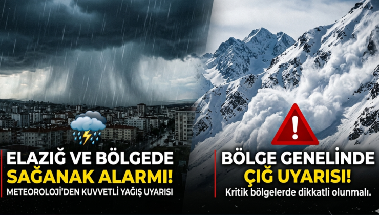 Elazığ ve Bölgede Sağanak Alarmı: Meteoroloji’den Kuvvetli Yağış ve Çığ Uyarısı