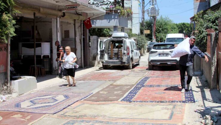 Mahallelinin toz isyanı: Yapılmayan yola halı serdiler