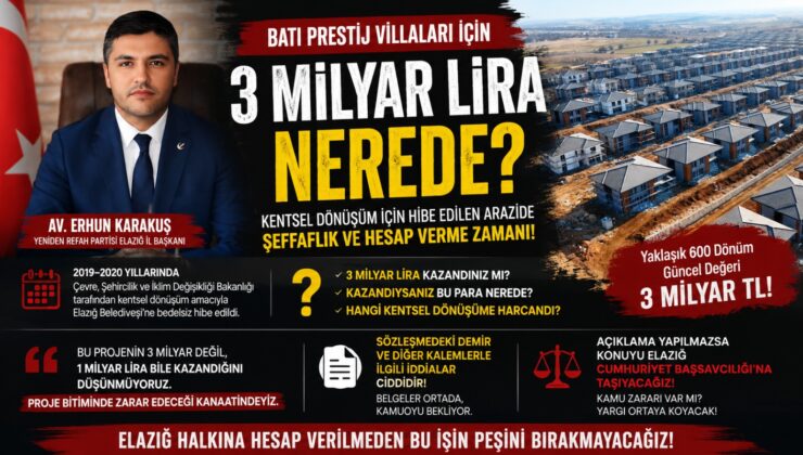 3 Milyar Lira Nerede?” Erhun Karakuş’tan Batı Prestij Projesi İçin Sert Çıkış